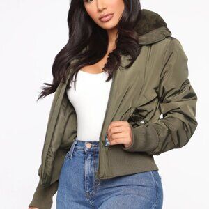 *SOLD* Fashion Nova Bomber Jacket - Olive / NEW